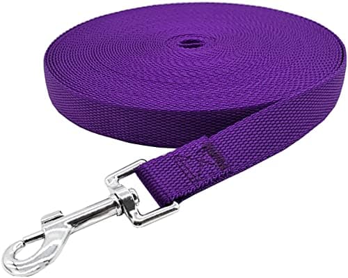 Nylon Training Dog Leash for Small Medium Large Dogs, 15ft 20ft 30ft 50ft Long Leash Dog/Puppy Lead for Obedience Recall Training, Camping (20ft, Purple) — view 2