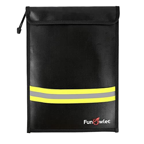 Fireproof Waterproof Money Document Bag, 15" x 11" Black