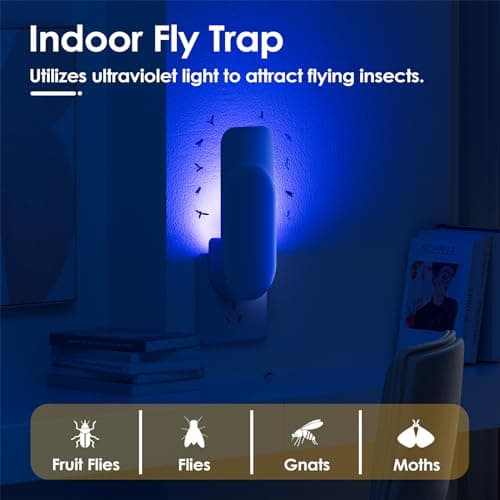 TIENBE Flying Insect Trap, 2 in 1 Indoor Plug-in Fruit Fly Trap, 1 Trap White and 6 Glue Cards, Fruit Fly Traps for Gnat, Moth, Mosquito, Suitable for Every Part of The Home — view 4