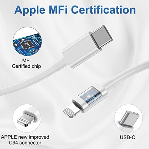 iPhone Charger Fast Charging 2 Pack Type C Wall Charger Block with 2 Pack [6FT&10FT] Long USB C to Lightning Cable for iPhone 14/13/12/12 Pro Max/11/Xs Max/XR/X,AirPods Pro — view 4