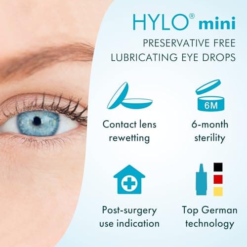 CandorVision HYLO® mini Preservative-Free Lubricating Eye Drops (150 Drops, 5ml), Immediate Long-lasting Dry Eye Relief, High Quality Sodium Hyaluronate, 6-Month Sterility, Contact Lens Compatible — view 2