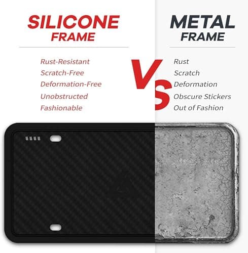 Aujen Silicone License Plate Frames,2 Pack Black Side-Opening License Bracket Holder with Easy Installation, License Plate Frame Without Obstruction.Rustproof, Rattle Proof & Weatherproof Universal — view 3
