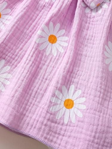 LUJENGEFA Baby Girl Dress Summer Outfits Clothes Casual Cotton Linen Ruffle Sleeveless Sundress Purple 3-6 months — view 5