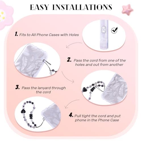 TINKRSTUFF 4 PCS Cute Phone Charms ABS Imitation Pearl Beaded Aesthetic Y2K Cellphone Wrist Strap Bedazzling Flower Bow Accessories Anti-Theft Chain String for Bag Keychain Airpods Camera Decor — view 4