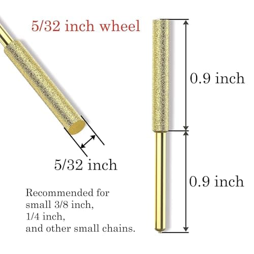 EzzDoo Titanium Coated Chainsaw Sharpener Bits, High Hardness Sharpening Wheels for Electric Chain Saw Sharpeners & Rotary Tools, Includes Copper Collet. 8 Pcs (5/32", 4.0mm)