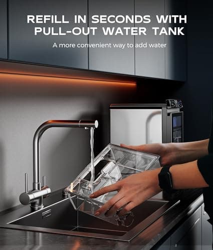 ecozy Smart Nugget Ice Maker Countertop, First Full-Color Smart Panel Ice Machine with APP Control, Double-Layer Insulation, 44 lbs/24H Soft Pellet Chewable Ice, Pull-Out Water Tank, Self-Cleaning — view 5