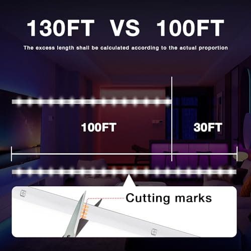 DAYBETTER LED Strip Lights 130ft Lights Strip for Bedroom, Desk, Indoor Room Bedroom Birthday Gifts RGB Decor with Remote and 24V Power Supply