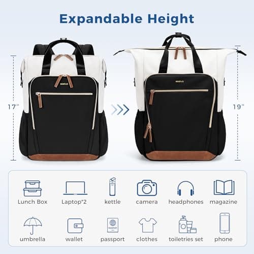 ECOHUB 17" Laptop bag for Women 25L Teacher's Laptop Backpack Work Backpack for Professional Nurse Travel Backpack,Black — view 4