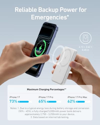 Anker 621 Magnetic Portable Charger (MagGo), 5,000mAh Wireless Power Bank with USB-C Cable, Magsafe-Compatible Battery Pack for iPhone 16/15/14/13/12 Series — view 2