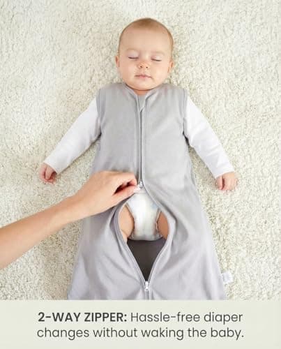 TURMEWU 3 Pack Baby Sleep Sack 6-12 Months 100% Organic Cotton, 0.5 TOG Lightweight Wearable Blanket, 2-Way Zipper Sleeping Bag, Cotton&Fawn&Grey — view 4