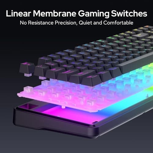 Redragon K526 PRO RGB Wireless Membrane Gaming Keyboard, 104 Keys Mechanical-Feel Keyboard w/LED Info Display, Media/Backlit Knob Control, Smooth Linear Switch & Software Supported — view 4