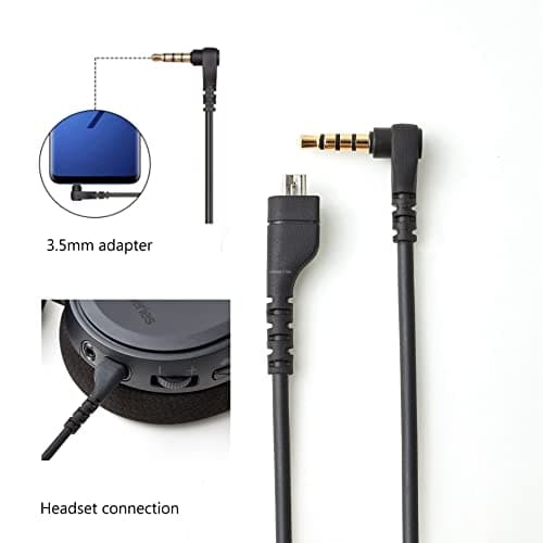 EARLA TEC Replacement Audio Cable Cord, Compatible for SteelSeries Arctis 3 /Arctis 5/ Arctis 7 /Arctis Pro Wireless Gaming Headphones (Audio Cable, Black) — view 2