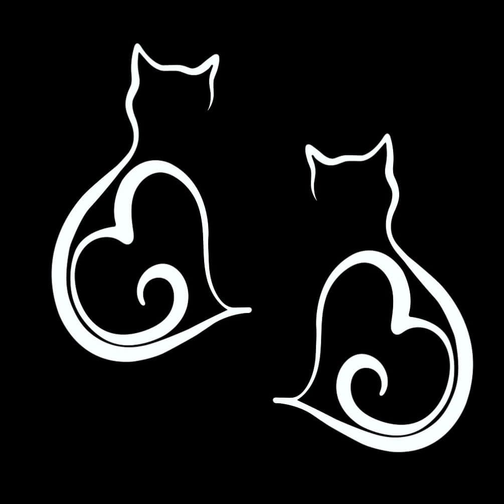 2 pegatinas de vinilo con forma de gato, 8 x 13 cm, diseño de corazón, para coche, camión, SUV, ventana, exterior, gatito, decoración de mascotas, #AZ89 (color blanco)