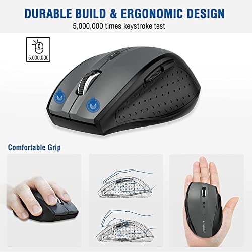 E-YOOSO Wireless Mouse for Laptop, Portable Optical Computer Mouse, 6 Buttons, Cordless 2.4GHz with USB Receiver, 5-Level 4800 DPI, 18 Months Battery Life for PC Chromebook Windows Mac — view 5