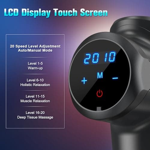 Muscle Massage Gun Deep Tissue Percussion Massager - Portable Handheld Sport Massagers for Athletes, Quiet & Powerful Brushless Motor Cordless, 20 Speed Level,Wattne W2 (Black) — view 2