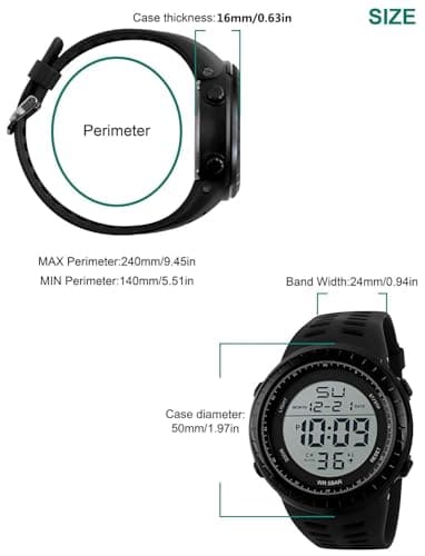 LYMFHCH Men's Digital Watch, Sports Waterproof Military Watches for Men LED Casual Stopwatch Alarm Tactical Army Watch — view 2