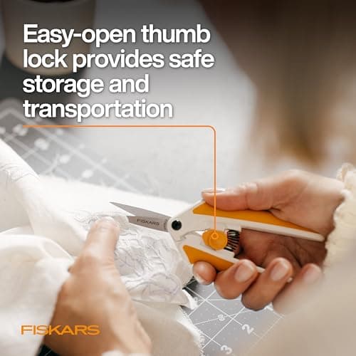 Fiskars Micro-Tip Spring Assisted Scissors, Precision Cutting Stainless Steel Blades, Comfort Handle, Cut Details in Fabric, Sewing Scissors and Arts and Crafts Tools — view 4