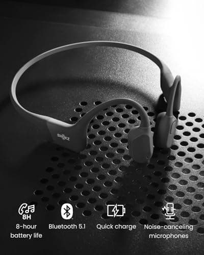 Shokz OpenRun (AfterShokz Aeropex) - Open-Ear Bluetooth Bone Conduction Sport Headphones - Sweat Resistant Wireless Earphones for Workouts and Running - Built-in Mic, with Headband (Black) — view 4