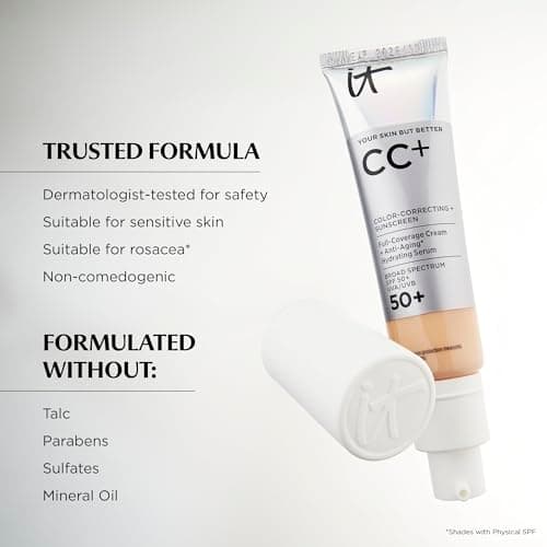 IT Cosmetics CC+ Cream (Tan) - Natural Full Coverage Foundation With SPF 50+, Color Corrector & Anti-Aging Hydrating Serum, Hyaluronic Acid + Peptides, Lightweight - 1.08 fl oz — view 11