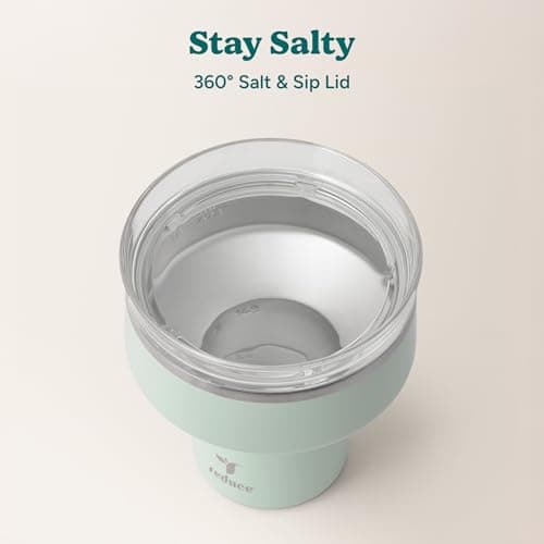 REDUCE Saltini 16 oz Cocktail Tumbler - Insulated Margarita Tumbler with Lid - Keeps Drinks Cold for 10 Hours - 360 Sippable Martini Glass Alternative - Shatterproof, Perfect for Parties - Sea Glass — view 3