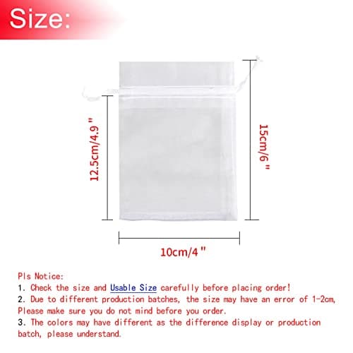 Bezall 100Pcs White Organza Bags 4x6 Inches, Mesh Drawstring Wedding Favors Gift Bags Jewelry Pouches Christmas Candy Bags — view 2