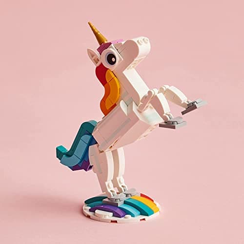 LEGO Creator 3 in 1 Magical Unicorn Toy, Transforms from Unicorn to Seahorse to Peacock, Rainbow Animal Figures, Unicorn Gift for Grandchildren, Girls and Boys, Buildable Toys, 31140 — view 4