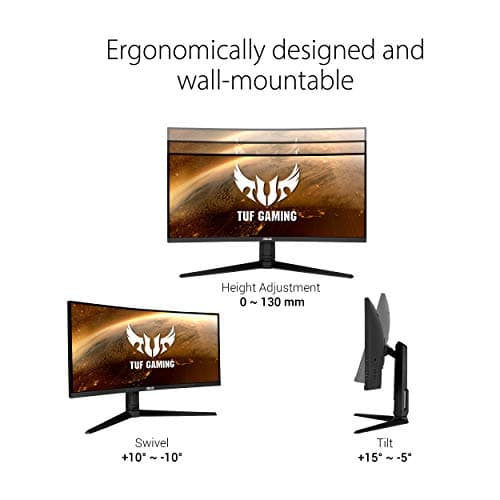 ASUS VG34VQL1B TUF 34 Inch Curved Gaming Monitor - WQHD (3440x1440), 165Hz, 1ms, Extreme Low Motion Blur, FreeSync Premium, Eye Care, Height Adjustable, DisplayHDR 400, DisplayPort, HDMI, USB — view 4