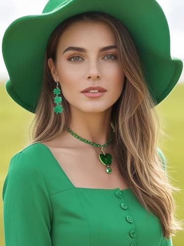 St. Patrick's Day Green Shamrocks Clover Earrings for Women,Good Luck Dangling Earrings,Irish St. Patrick's Day Decorations Accessories. — view 4