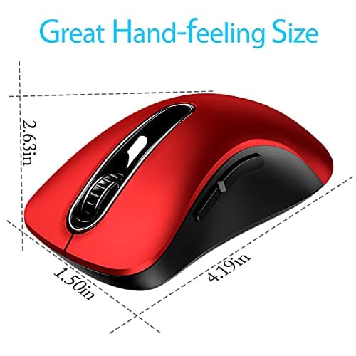 memzuoix 2.4G Wireless Mouse, 1400 DPI Mobile Optical Cordless Mouse with USB Receiver, Portable Computer Mice for Laptop, PC, Desktop, MacBook, 5 Buttons, Red — view 6