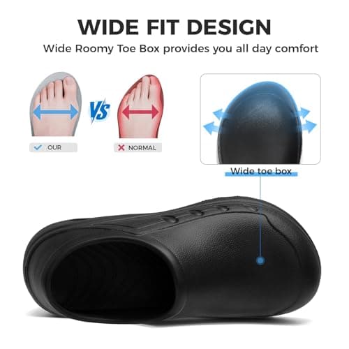 Ulogu Waterproof Non Slip Chef Clogs for Men Women Slip Resistant Work Shoes for Nurses Chefs Kitchen Restaurant & Food Service Black — view 5