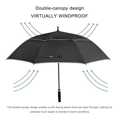 G4Free 68 Inch Automatic Open Golf Umbrella Extra Large Rain Umbrella Oversize Double Canopy Vented Windproof Waterproof Stick Umbrellas (Black) — view 3