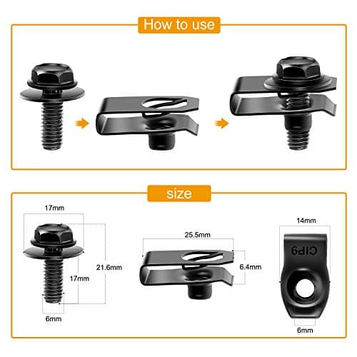 GOOACC GRC-70 35PCS Engine Under Cover Splash Shield Guard Body Bolts Bumper Fender Liner Push Retainer Fastener Rivet Clips, Black