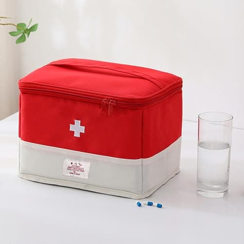 Travel Medicine Bag Organizer, Medical Bag Empty, for Home, Travel, Camping, Car, Hiking & Outdoor Emergencies, Emergency Medical Kits (Red) — view 5