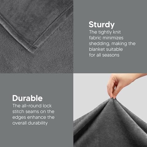 Utopia Bedding Fleece Blanket Queen Size Grey (90x90 Inches) – Ultra Soft Plush Microfiber Bed Blanket, Lightweight Warm Cozy Blanket for Bed & Couch, All Season Gift for Men & Women, Couverture Douce — view 4