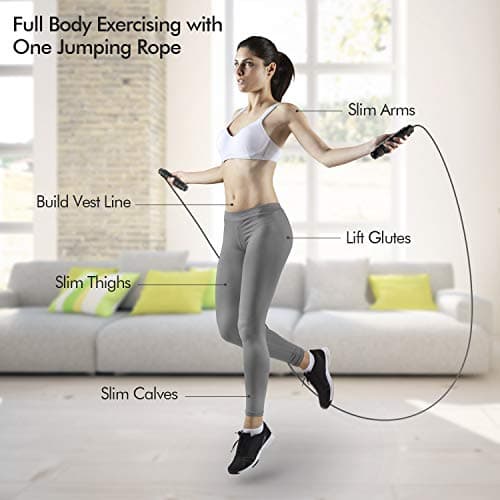 Jump Rope, Tangle-Free Rapid Speed Jumping Rope Cable with Ball Bearings for Women, Men and Kids, Adjustable Foam Handles Steel Jump Ropes for Fitness — view 4