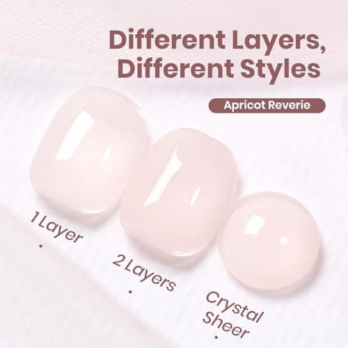 Beetles Apricot Reverie Nude Gel Polish - 15ML Full Size Neutral Jelly Pink Nail Polish Base Color Nail Concealer Sheer Translucent Effect Soak Off UV French Nail Art Salon DIY Manicure Gifts — view 2