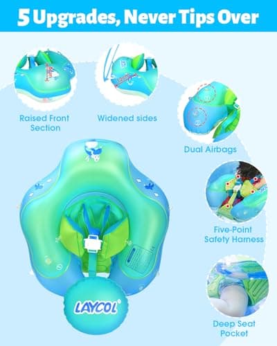 LAYCOL Baby Swimming Float with UPF50+ Sun Canopy Baby Floats for Pool No Flip Overbaby Pool for Baby Age of 3-36 Months — view 3