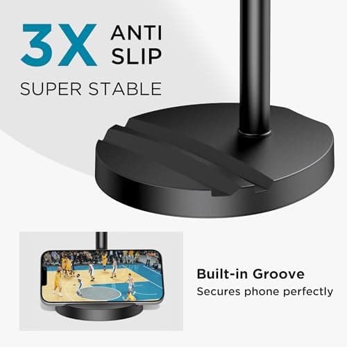 InnoGear Webcam Mount for Desk, Table Telescopic Webcam Stand with Phone Holder for Camera Webcam C922 C930e C920S C920 C615 C960 C920x BRIO 4K NexiGo N60, Right Light, GoPro with 1/4" Thread — view 2