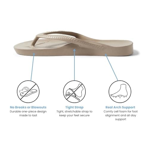 Archies Arch Support Flip Flops Men & Women Plantar Fasciitis Taupe M4/W5 — view 3