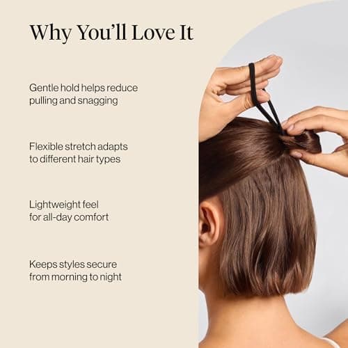 Kitsch Seamless Hair Ties No Damage - Stretchable Hair Bands for Strong All-Day Hold, Ponytail Holders | Hair Accessories for Girls - Black 8 Pcs — view 2