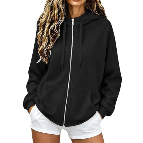 MKLUNJOP Zipper Hoodies For Women Oversized Sweatshirt Lightweight Jacket — view 5