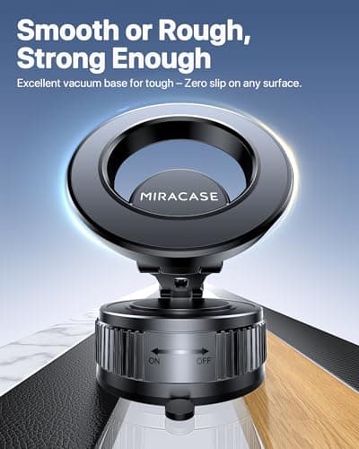 Miracase 2026 for MagSafe Car Mount: [Ultra-Strong Vacuum Suction + Handlebar] 360° Rotatable Handlebar Mount, Car Phone Holder for All Phone Models，Dark Gray — view 2