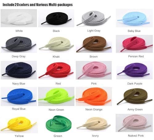 Handshop 2Pair Flat Shoelaces 5/16" - Shoe Laces Replacements For Sneakers and Athletic Shoes Boots White 114cm — view 2