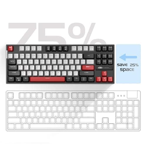 MageGee 75% Mechanical Gaming Keyboard, Blue Switch, LED Backlit, 87 Keys Compact TKL Wired Computer Keyboards for Windows Laptop PC Gamer - Grey/Black — view 2