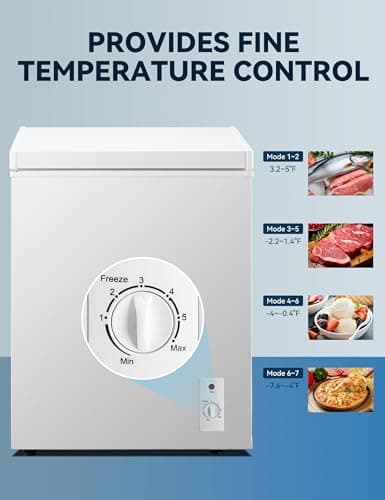 7.0 Cu Ft Chest Freezer - Energy Efficient & Quiet Mini Freezer with Adjustable Thermostat - Compact Deep Freezer for Home, Apartment, and Garage - Removable Basket & Defrost Drain — view 5
