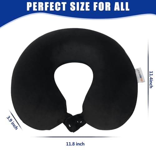 SAIREIDER Travel Pillow 100% Pure Memory Foam Travel Neck Pillow, Airplane Pillow for Traveling、Car、Home、Office，Washable Cover（Black） — view 5