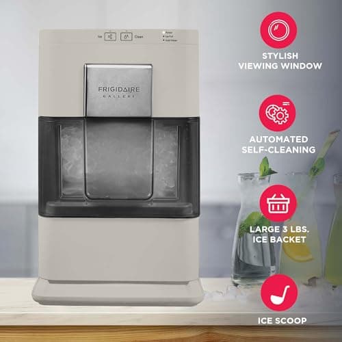 Frigidaire Nugget Ice Maker, Countertop Ice Machine with Transparent Window, Sonic Ice Maker with 44 lbs. Capacity, Auto Self Cleaning Ice Maker Machine, 2.0 Gen, Cream - 16.75D x 11.75W x 20.25H — view 2