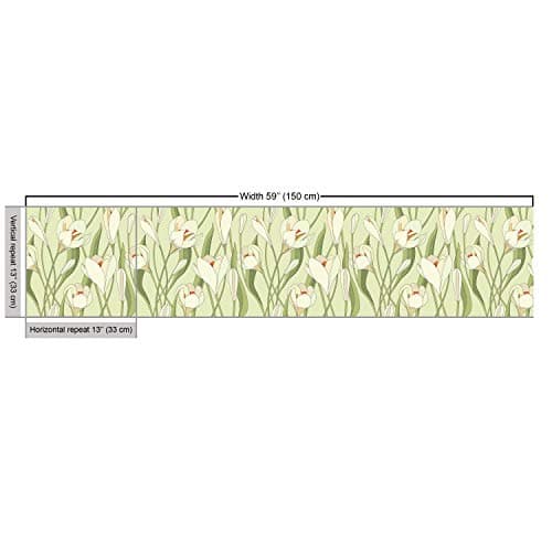 Ambesonne Garden Art Fabric by The Yard, Spring Flowers Bouquet Crocuses with Blossoming Petals Botanical, Decorative Fabric for Upholstery and Home Accents, 3 Yards, Pale Green Orange Cream — view 2