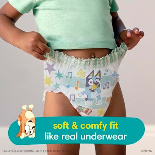 Pampers Easy Ups Girls & Boys Potty Training Pants, Size 7 (5T6T), Bluey Absorbent Training Underwear, Up to 100% Leakproof Day and Night, Hypoallergenic, 1 Pack (Count of 70) — view 3