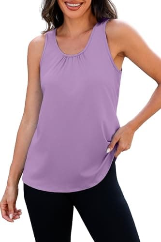 NIASHOT Workout Tank Tops for Women Racerback Loose Fit Yoga Top Sleeveless Gym Shirt Running Athletic Tanks Pack, Purple, X-Large — view 2